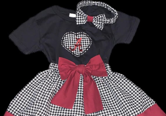 Houndstooth and Crimson red newborn/ toddler/ babies children outfit with matching bloomers and headband