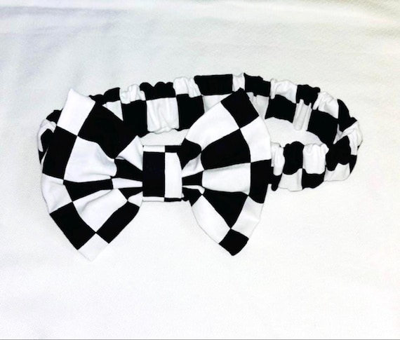 Babies  black and white checkered print headband