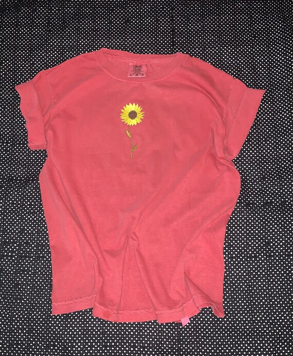 Children embroidered sunflower design T-shirt