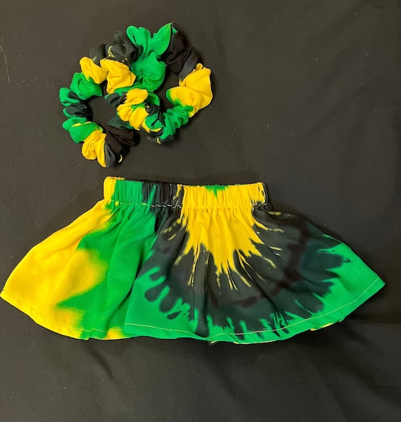 Red black and yellow tie dye theme children two piece set