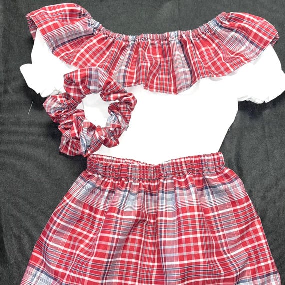 Jamaica Day outfit traditional bandanna child and teenage three piece  outfit with head wrap