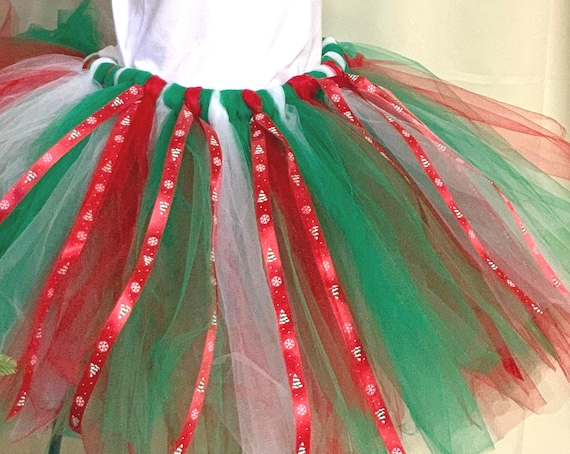 Children Festively adorable Christmas tree streaming ribbons tutu