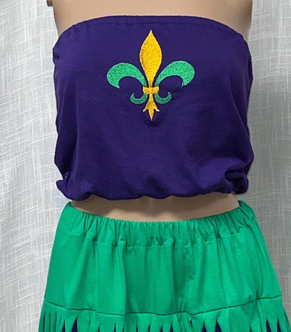Mardi Gras outfit: strapless top  set matching scrunchy