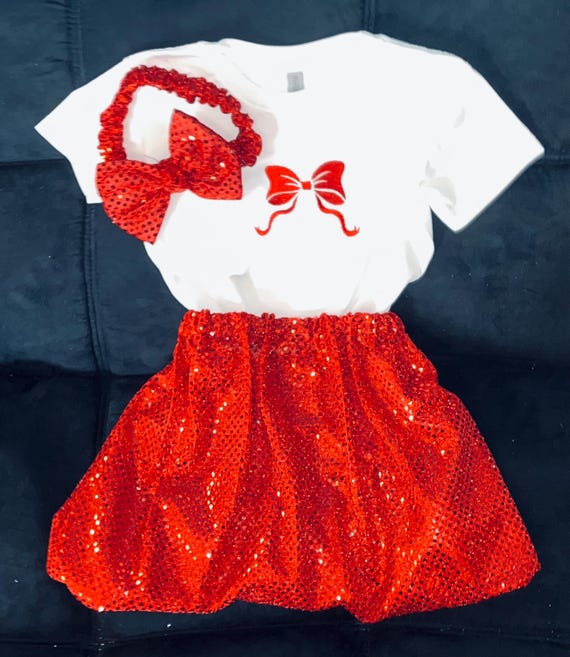 Outfit: Sparkly Red Toddler Set with Headband or Scrunchy