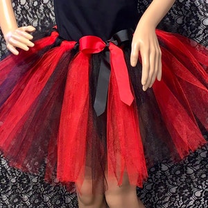 Red and black stripe above the knee tutu with solid black bow or no bow