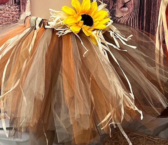 Sunflower and straw designed Fall fairy tutu