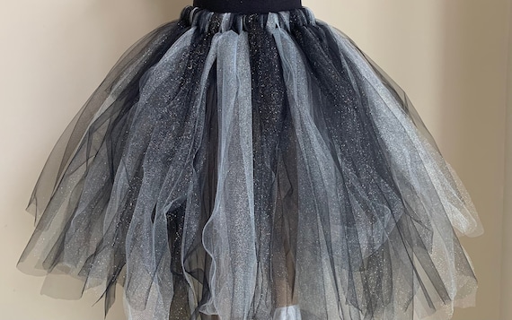 Handmade Silver & Black Children's Tutu: Shimmering Polyester Skirt