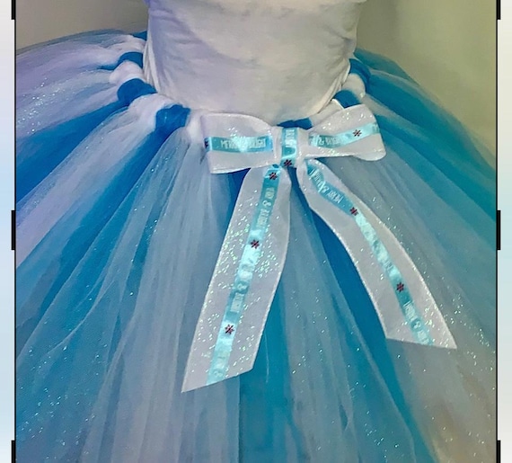 Blue and White Tutu: ladies tutu Shimmering snowflakes Winter tutu