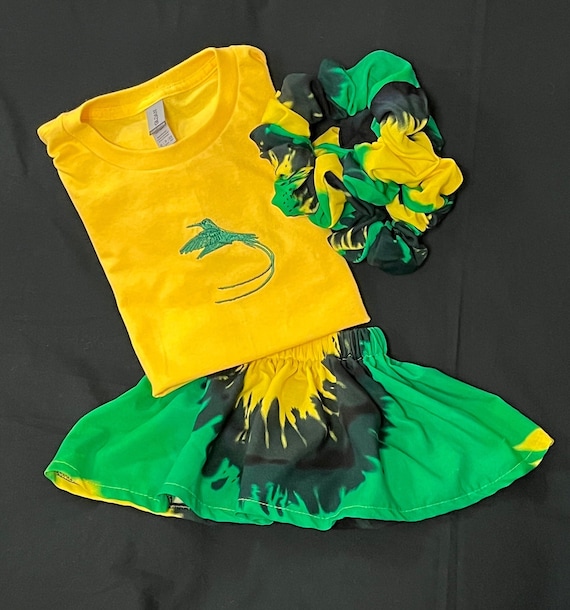 Children island vibes tie dye theme outfit with  embroidered Dr bird design