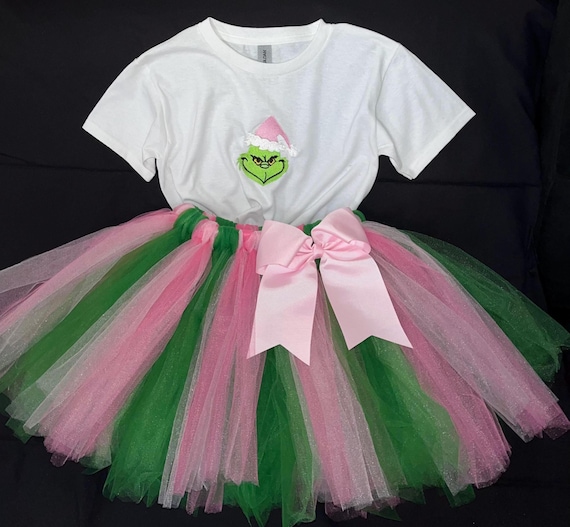 Little Mis Grinch pink and green children outfit: