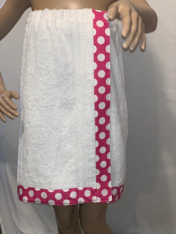 Monogram Terry Cloth Towel Wrap: Polka Dot Trim