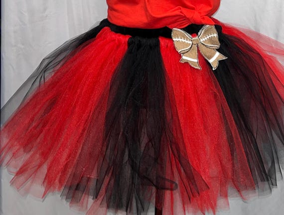 Red and black adult, teen and tween game day cheer tutu