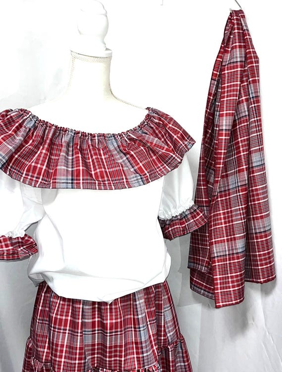 Adults and teenagers Jamaican Bandana Plaid Outfit:  3-Piece Set Jamaica Day attire