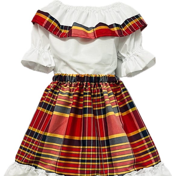 Children Jamaican Madras plaid outfit : three piece set