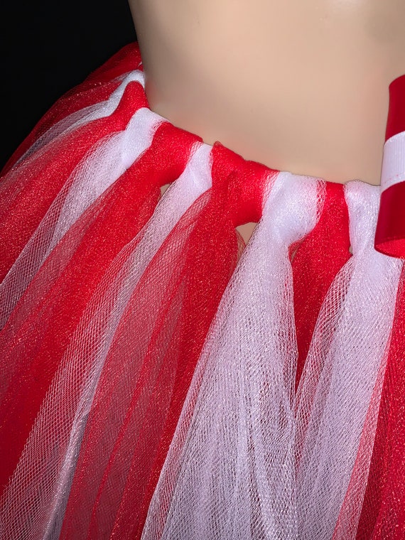 Christmas Candy Cane Red and White Knee Length Multi Layered Tulle Tutu Skirt Plus Sizes Mother s Day Photo Shoot 50th Birthday