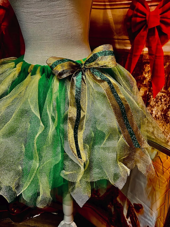 Green sparkly gold tutu: children and teen