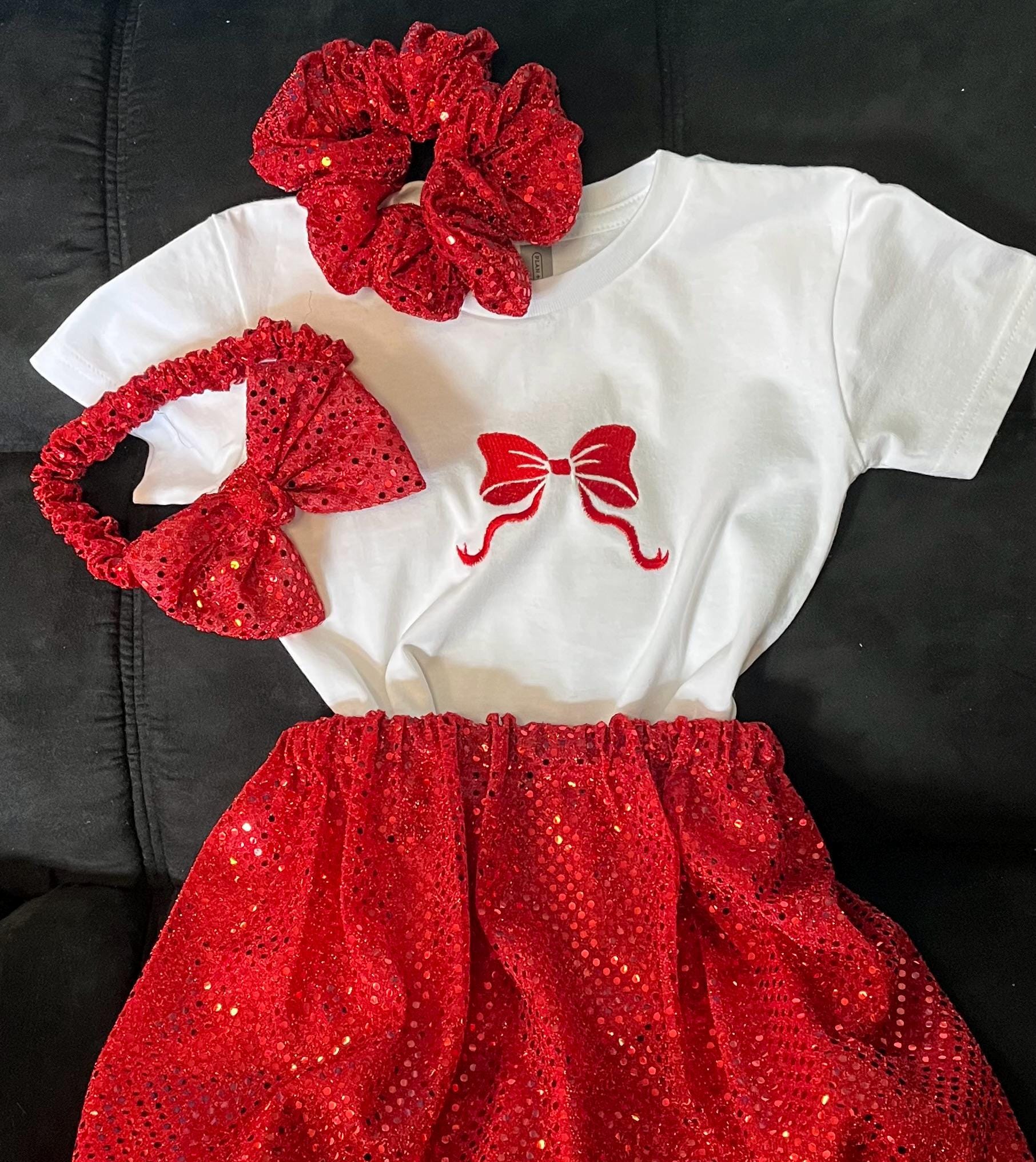 Georgia Bulldogs Outfit: Sparkly Red Toddler Set with Headband or Scrunchy