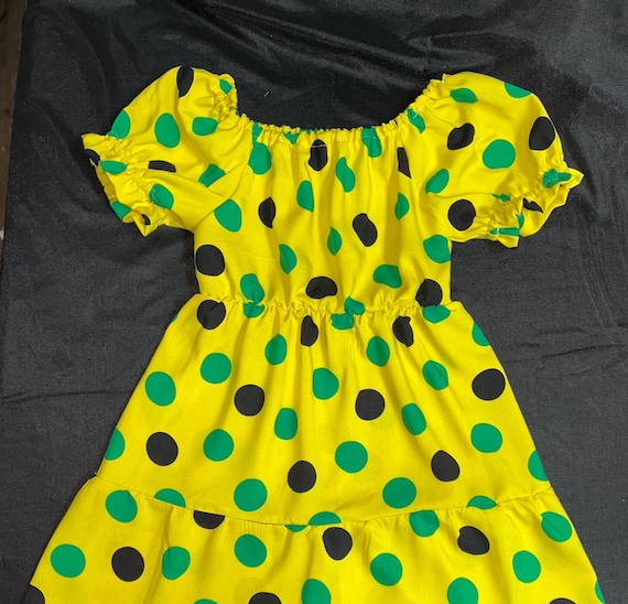 Jamaican color  polka dotted children dress