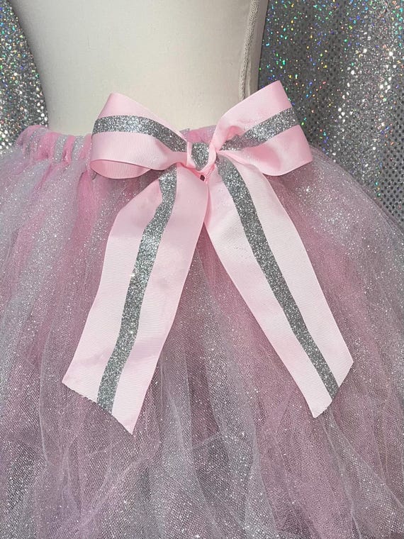 Pink and silver delight ladies tutu: curly fluffy style