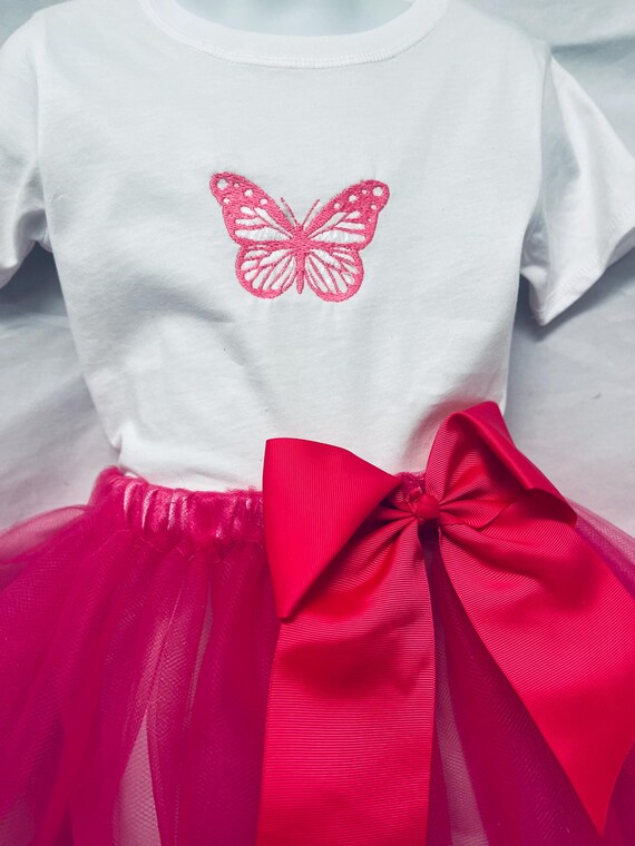 Children  two pieces set: embroidered butterfly design