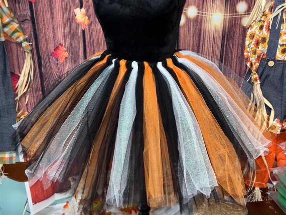 Shimmering white accent multi colored tutu pumpkin patch tutu skirt