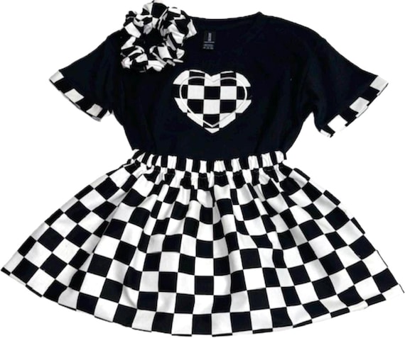 Girls checkered printed  design three pieces outfit