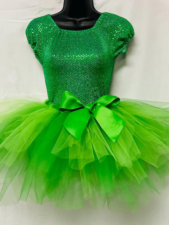 Little Bella Forest princes outfit. Sparkling sequins blouse extra full two tone green tutu