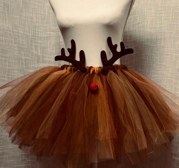 Reindeer tutu: children and teen tutus shiny red nose Christmas costume
