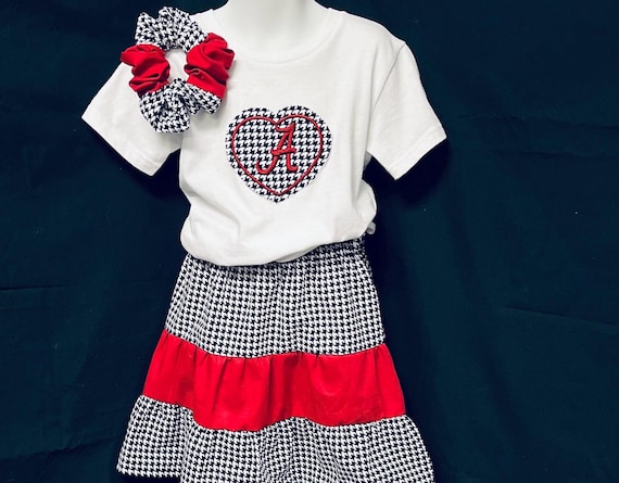 Children’s Three pieces set: houndstooth with crimson red design