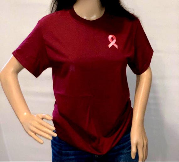 Unisex Pink Ribbon Crew Neck T-Shirts in Support of Breast Cancer Awareness
