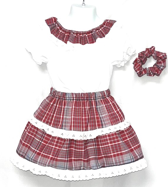 Girls lace trimmed three piece bandanna cultural outfit including head wrap