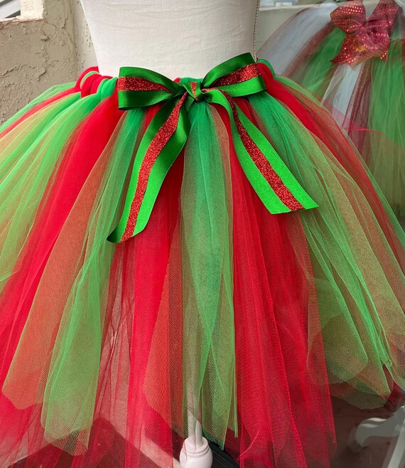 Feliz Navidad children holiday tutus sparkling and shiny red and green Christmas tutu