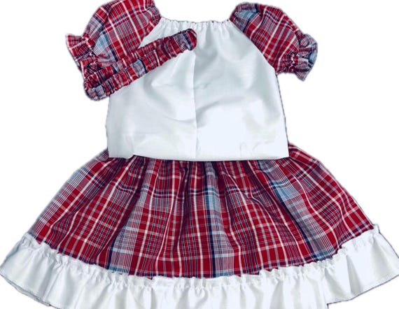 Baby three pieces outfits: bandanna plaid set matching headband