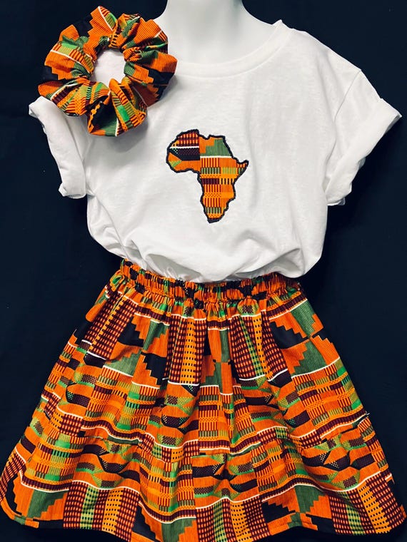 Ladies black history outfit: appliqué African map design