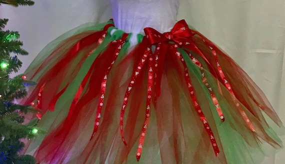 Teen and adult festive Red green and white Christmas costume