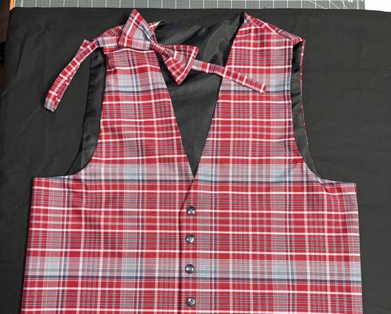 Unisex Jamaican traditional bandana material vest coupled with matching bow tie
