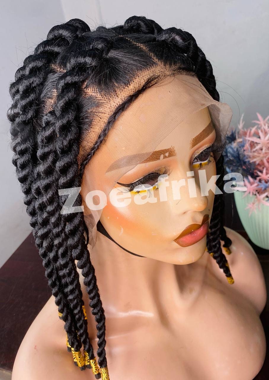 Twist wig, Braided wig for Black women, Braided Wig, Jumbo Twist, Full lace wig, Knotless Braided wig, Senegalese Twist, Handbraided wig,wig