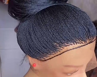 Gevlochten pruik, Senegalese twist-pruik, Micro Twist-pruik met volledige kant, gevlochten pruik, micro-gevlochten haarkant, gevlochten pruiken voor zwarte vrouwen, pruiken