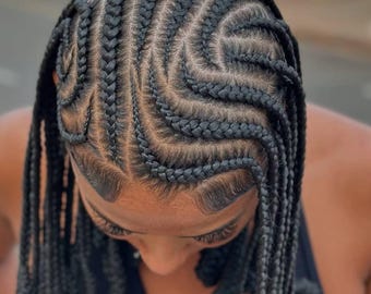 Cornrow Braided Wig, Full Lace Knotless Box Braid Wig Handmade African Cornrow Wig for Black Women