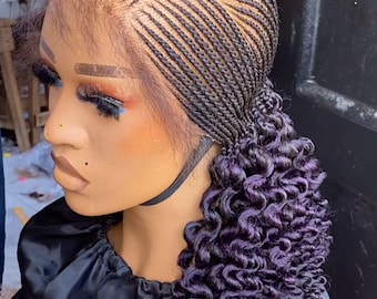 Cornrow wig, Knotless braid wig for black women, Cornrow braided wig, Full lace wig, cornrow wigs, box braid wig, Ghana weaving, Micro twist