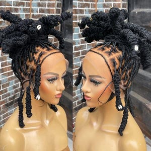 14-Inch Dreadlock Braided Crochet Wig For Black Women – Synthetic, Wavy Curly Style With 20 Free Beads