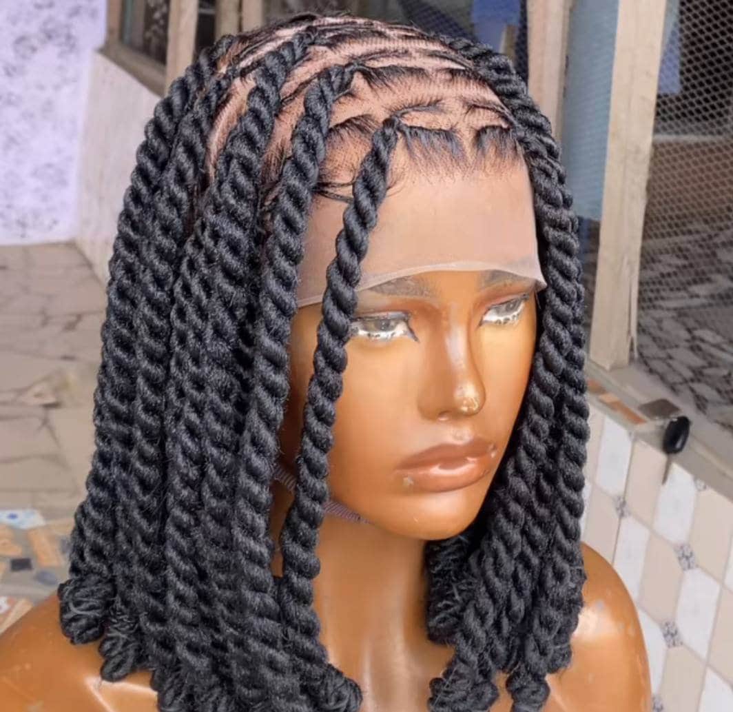Needle Size Micro Twists Senegalese Knotless Micro Braids Box Braids  Cornrow Wigs Cornrows Wig Passion Tribal Braids Wig for Black Women Red 