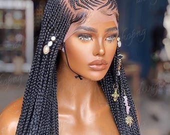 Ready To Ship 3 Days; Conrow Braid Wig Braided Wig knotless wig Full lace wig Free shipping Glueless wig Knotless wig Braided wig for Women