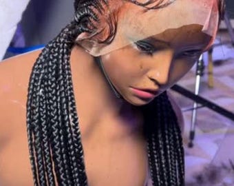 Cornrow wig, Knotless braid wig for black women, Cornrow braided wig, Full lace wig, cornrow wigs, box braid wig, Ghana weaving, Micro twist