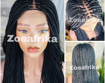 Braided Lace Closure Wig: Knotless Box Braids, Faux Locs Dreadlocs