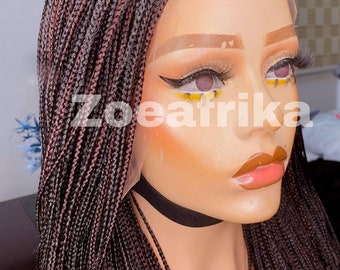 Braided wigs, Micro braids, Braids, Braided wig for black women, Front wig, Handmade wig, Glue-less wig