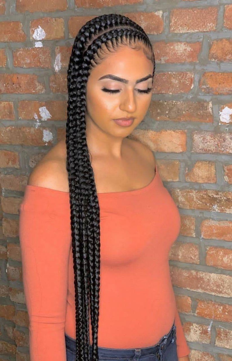 Braid wigs Feed In Braid braided wig, full lace wig Tribal Cornrows Wig Braided Wigs Wig For Black Women image 2