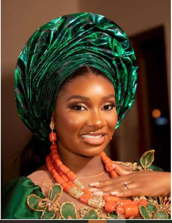 Dark Green Knotted Gele Headwrap Gele Tutorial: Create Stunning Headwrap Styles | TikTok main image 3