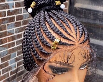 Cornrow wig, Knotless braid wig for black women, Cornrow braided wig, Full lace wig, cornrow wigs, box braid wig, Ghana weaving, Micro twist