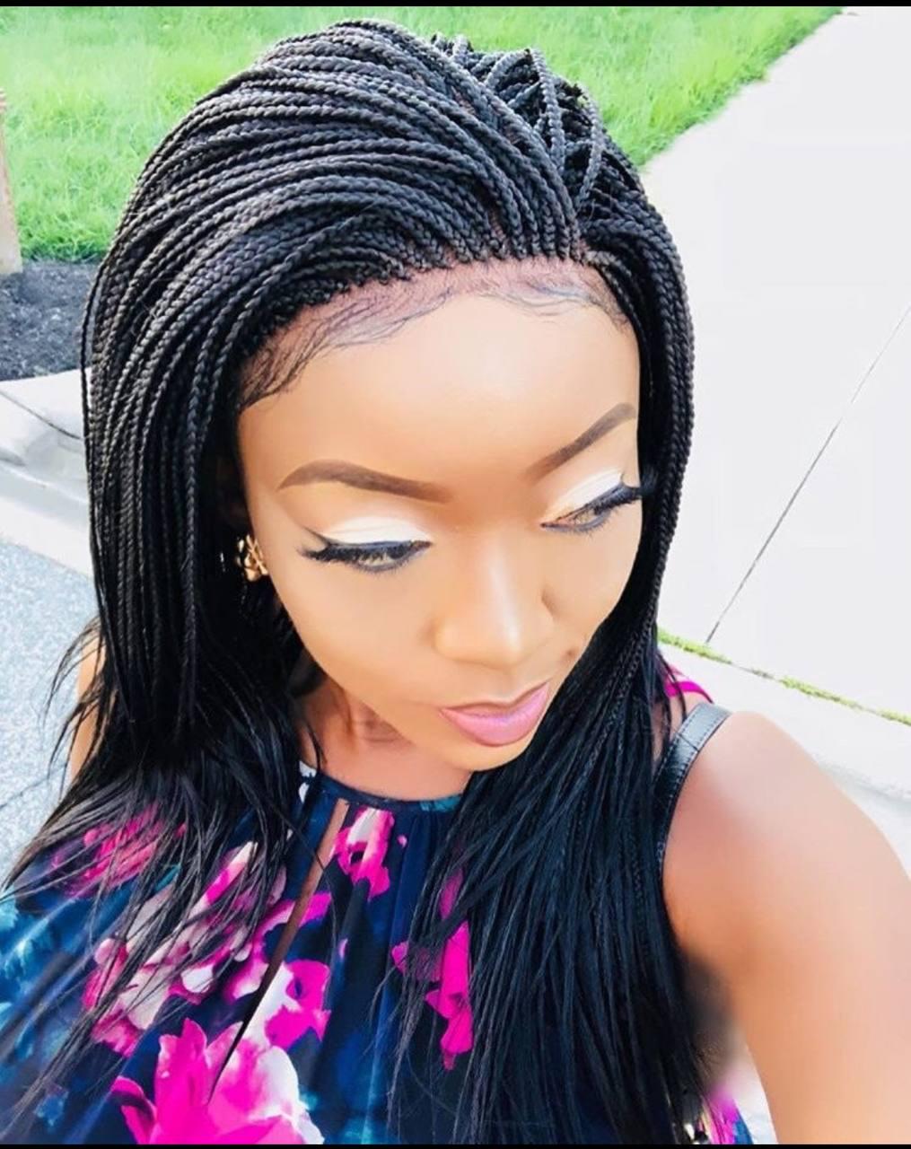 Ready To Ship in 3 Days Micro Braids, Micro box braids, Braided wigs, Braided wig for black women, Front wig, Handmade wig, Glue-less wig
